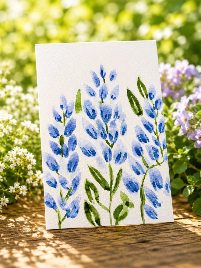 Bluebonnet watercolor card