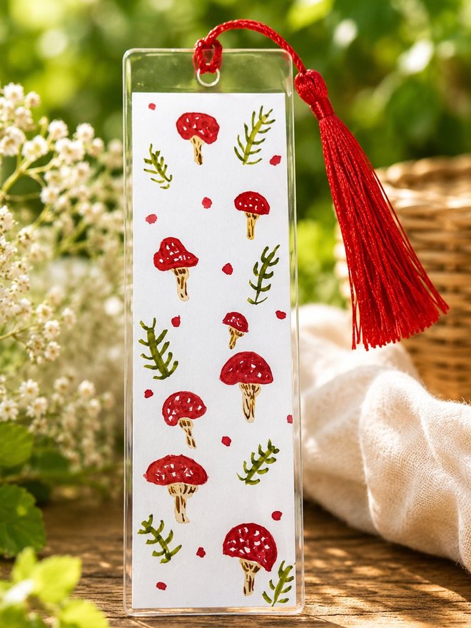 Mushroom bookmark with tassel