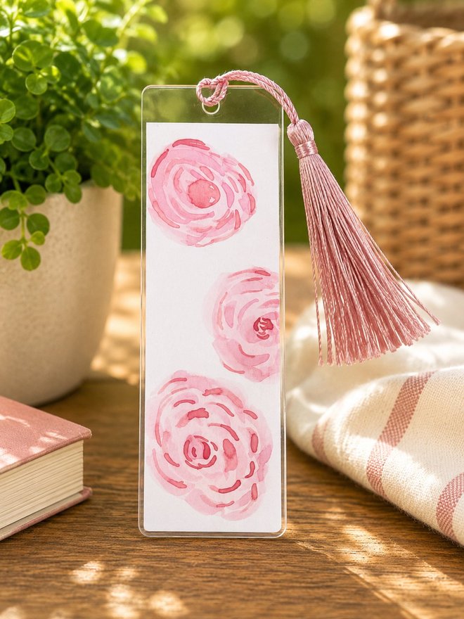 Roses bookmark with tassel