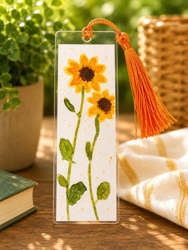 Sunflower bookmark with tassel